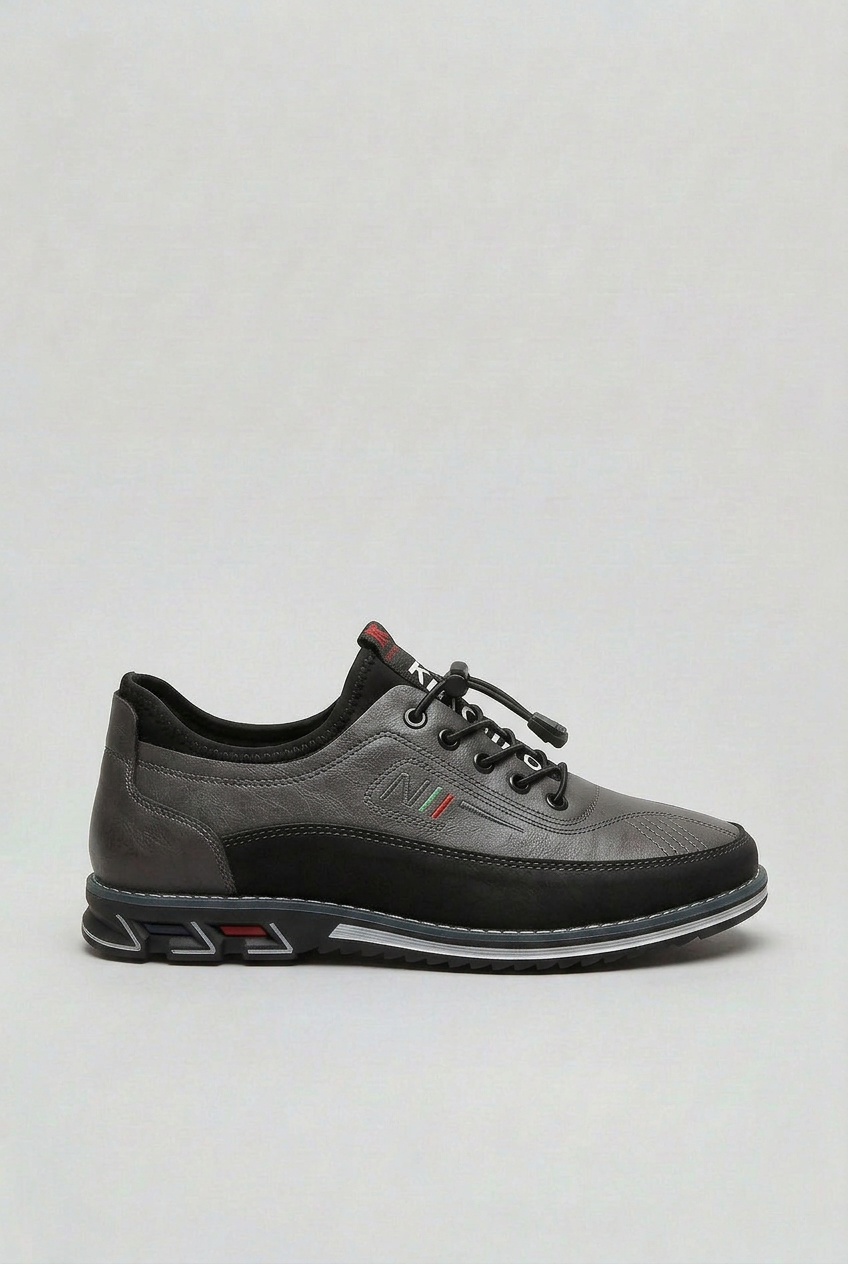 Baskets Homme | Serrage Rapide Aspect Cuir Semelle Crantée - 4