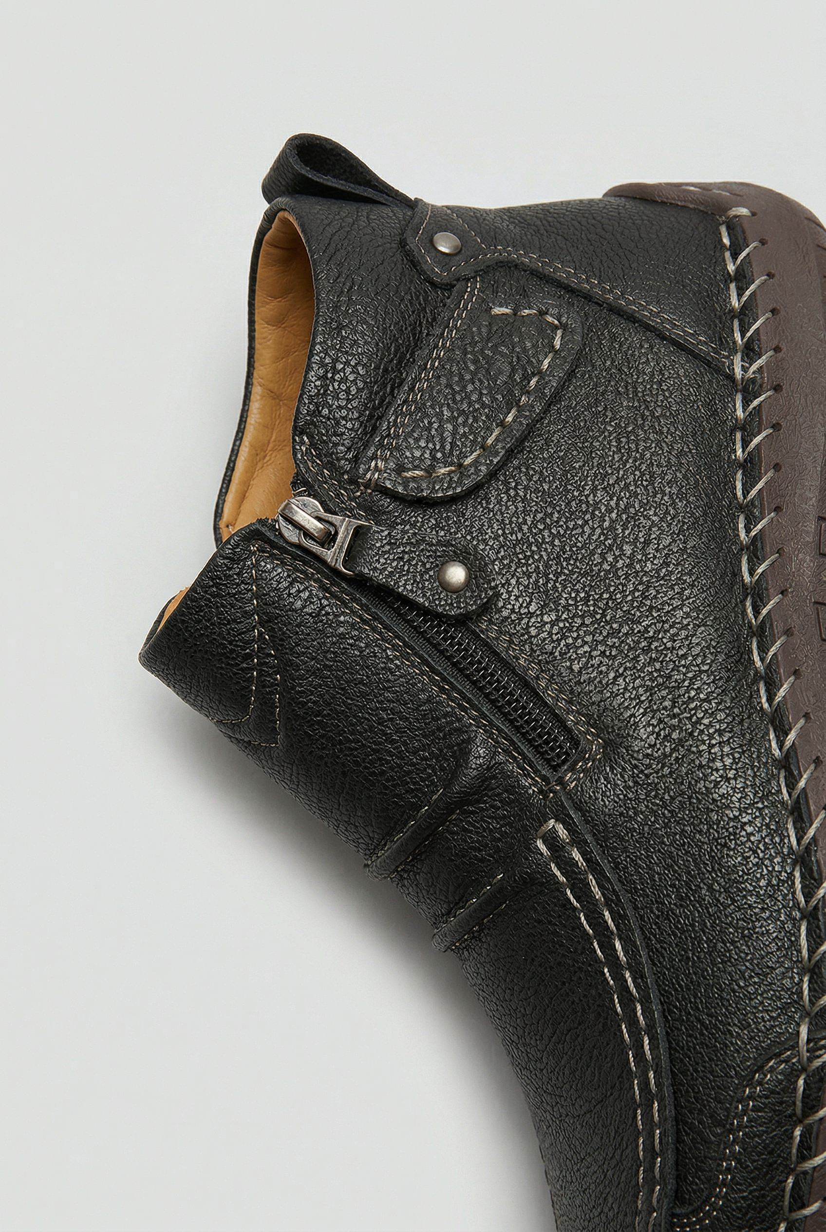 Bottines Homme | Zip Latéral Bout Surpiqué Semelle Souple - 3