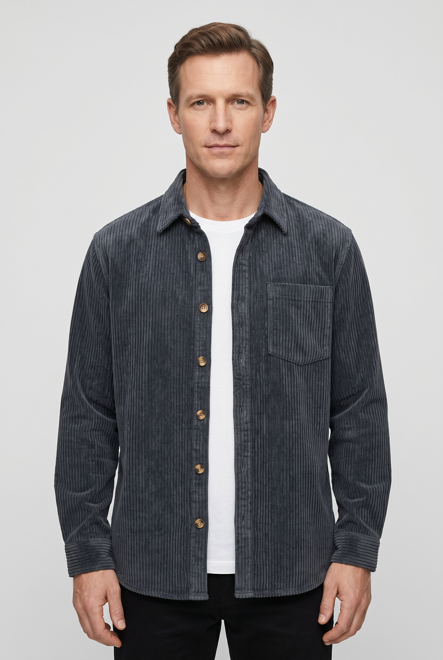 Chemise Homme | Boutonnée Col Pointe Côtelée - 1