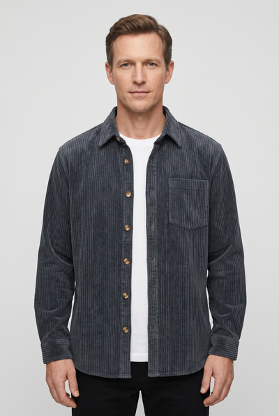 Chemise Homme | Boutonnée Col Pointe Côtelée - 1