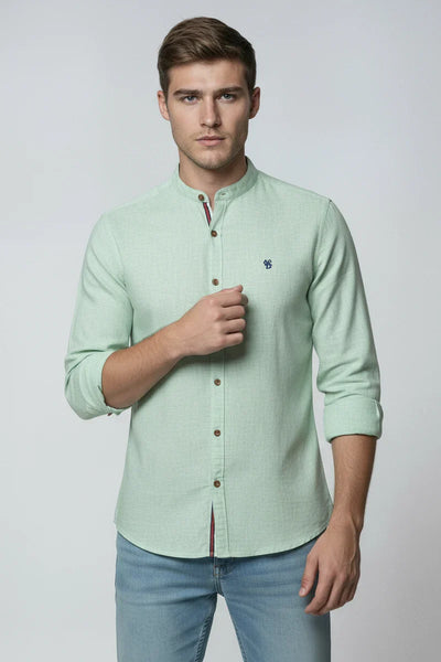 Chemise Homme | Col Officier Patte Contrastée Coupe Droite - 10
