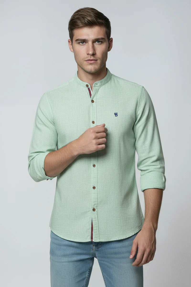 Chemise Homme | Col Officier Patte Contrastée Coupe Droite - 10