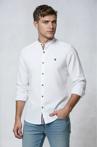 Chemise Homme | Col Officier Patte Contrastée Coupe Droite - 5