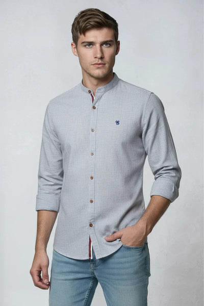 Chemise Homme | Col Officier Patte Contrastée Coupe Droite - 6