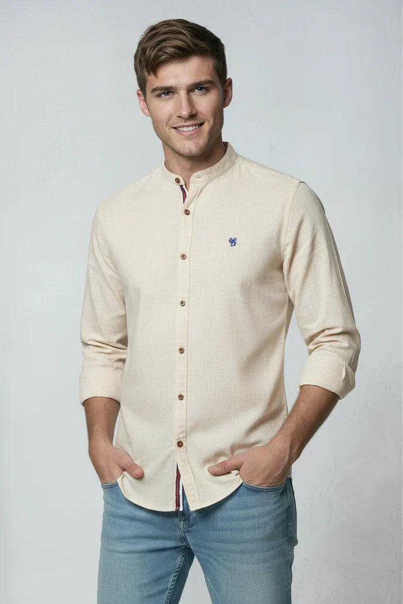 Chemise Homme | Col Officier Patte Contrastée Coupe Droite - 7