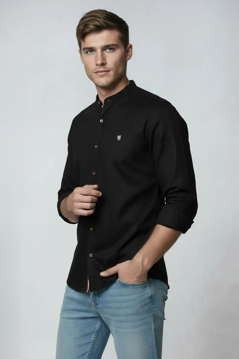 Chemise Homme | Col Officier Patte Contrastée Coupe Droite - 8