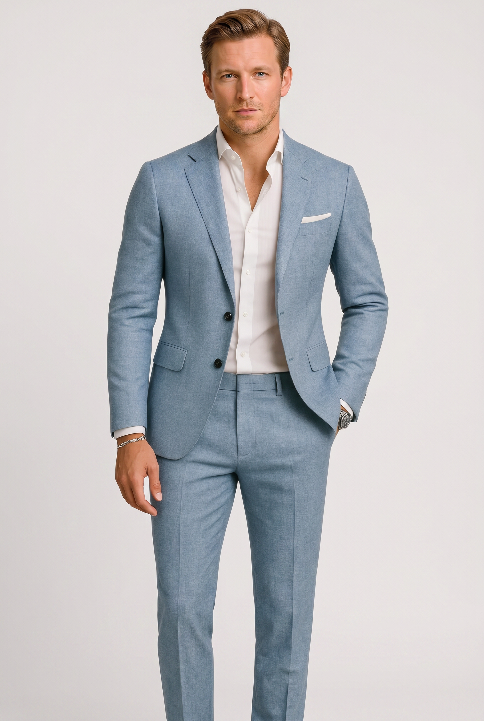 Costume Homme | Deux Boutons Coupe Droite Col Cranté - 6