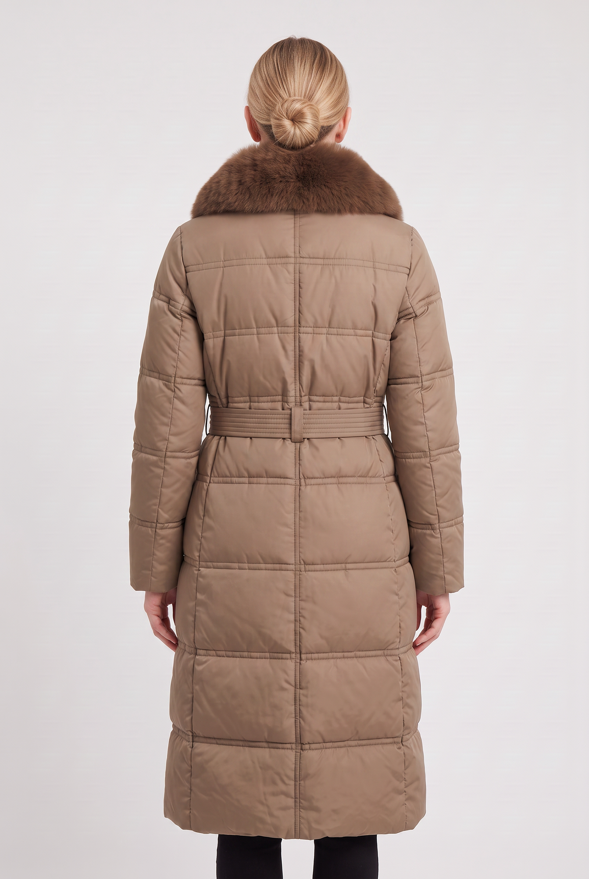 Doudoune Femme | Longue Ceinturée Zippée Col Fausse Fourrure - 2