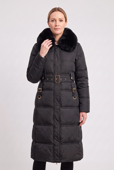 Doudoune Femme | Longue Ceinturée Zippée Col Fausse Fourrure - 5