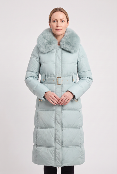 Doudoune Femme | Longue Ceinturée Zippée Col Fausse Fourrure - 6