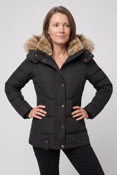 Doudoune Femme | Zip Deux Sens Capuche Amovible Fausse Fourrure - 3
