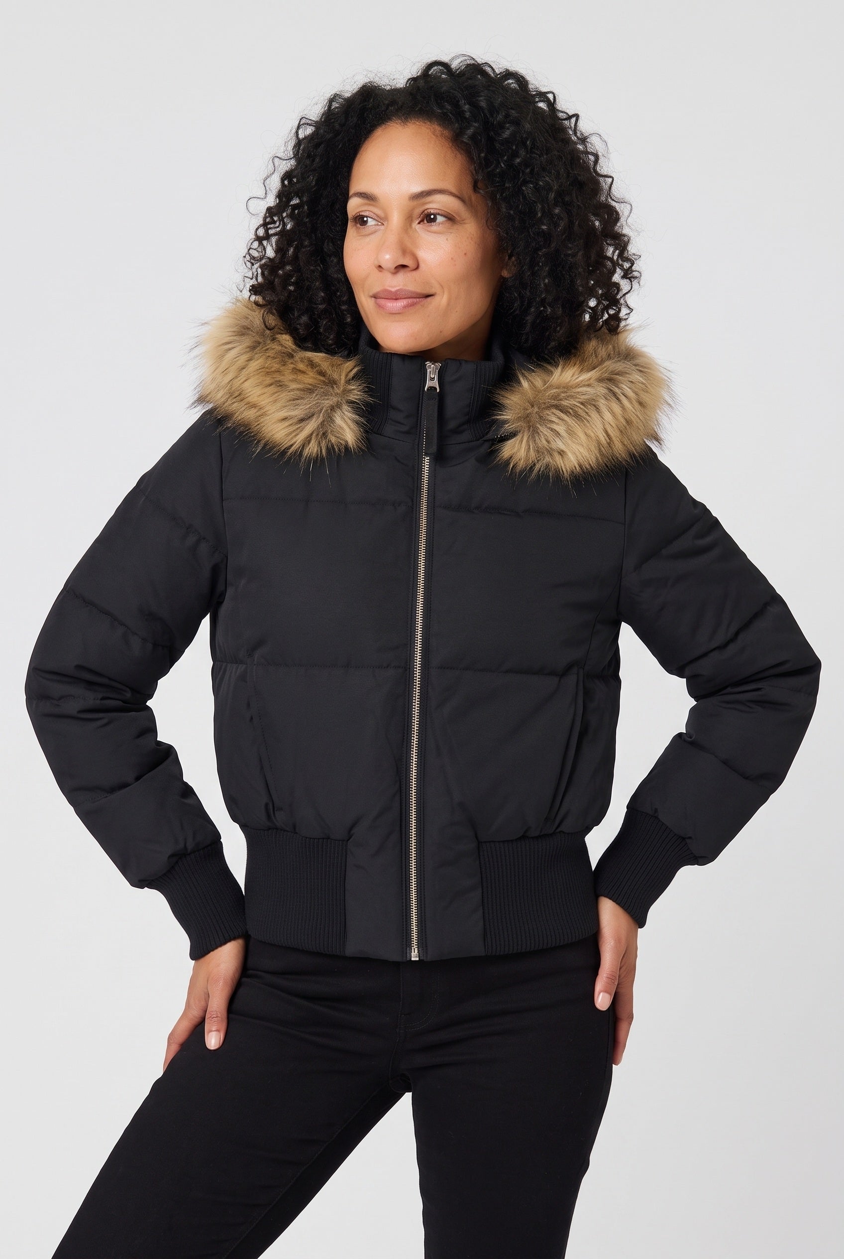 Doudoune Femme | Zip Intégral Capuche Amovible Coupe Courte - 5