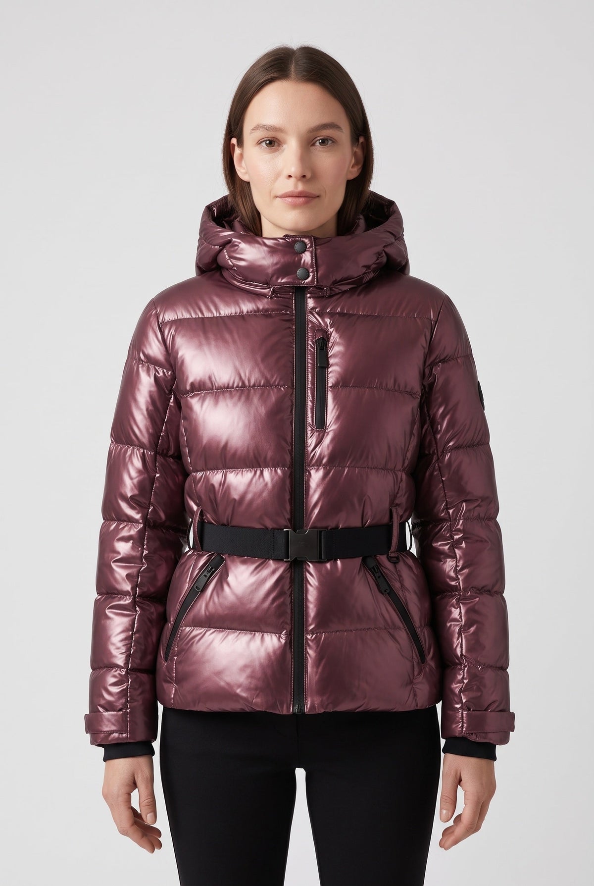 Doudoune Femme | Zip Intégral Capuche Ceinture à Boucle - 1