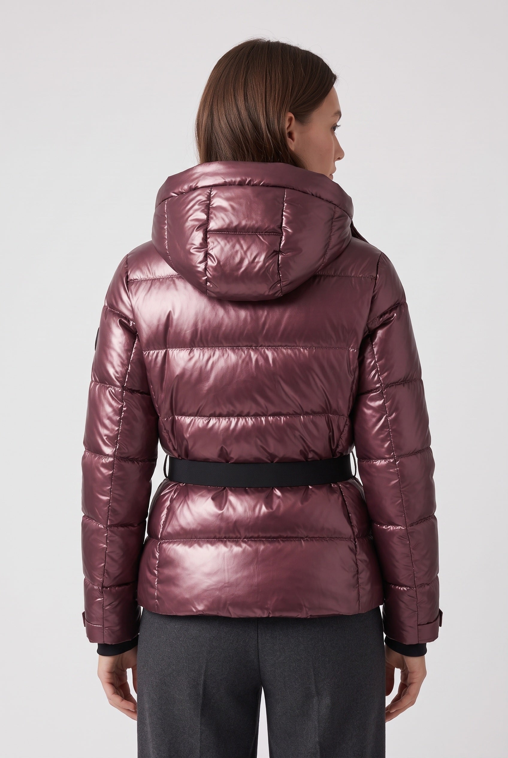 Doudoune Femme | Zip Intégral Capuche Ceinture à Boucle - 2