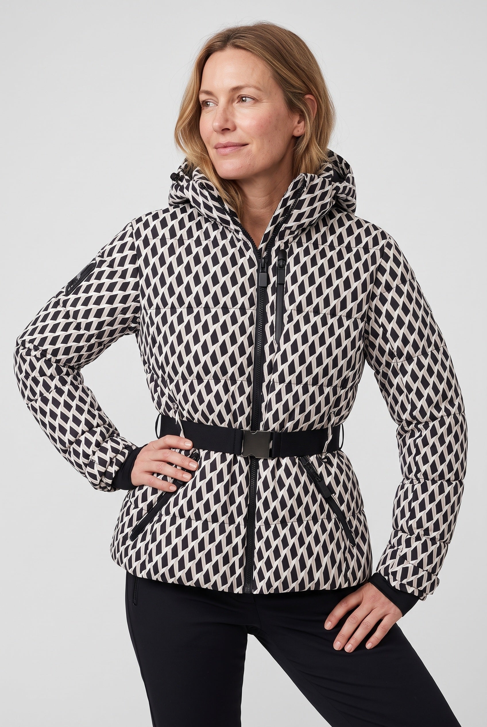 Doudoune Femme | Zip Intégral Capuche Ceinture à Boucle - 6