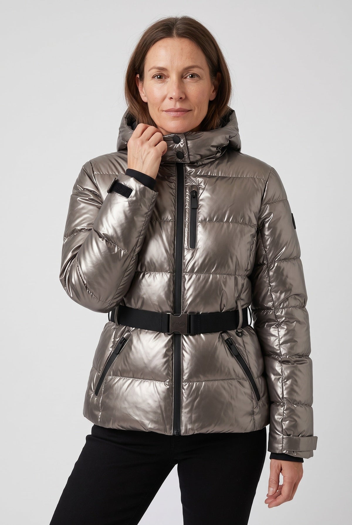 Doudoune Femme | Zip Intégral Capuche Ceinture à Boucle - 8
