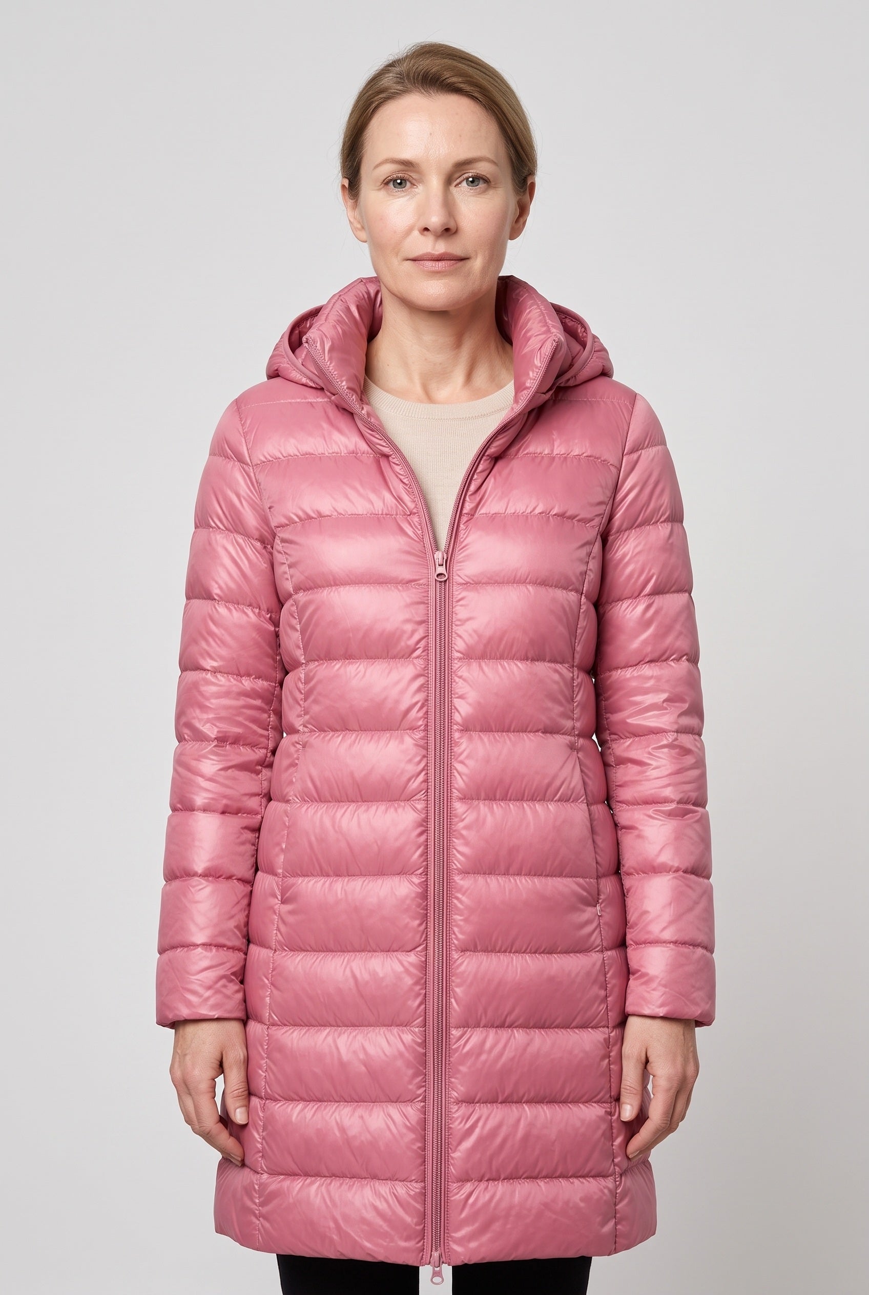 Doudoune Femme | Zip Intégral Coupe Longue Capuche Fixe - 1