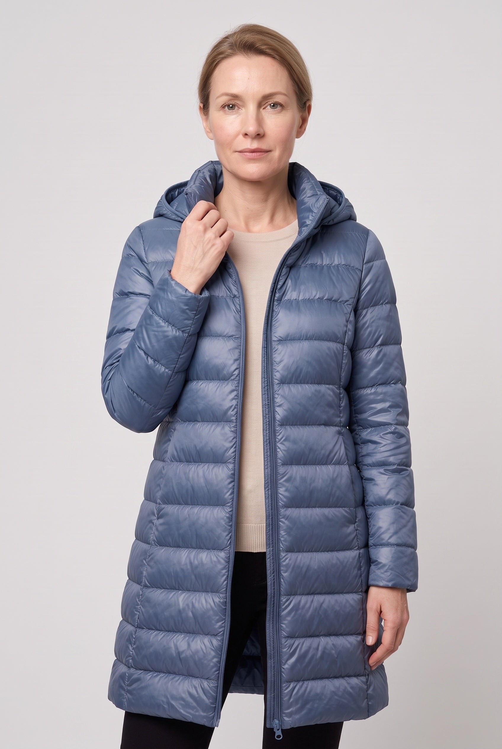Doudoune Femme | Zip Intégral Coupe Longue Capuche Fixe - 11