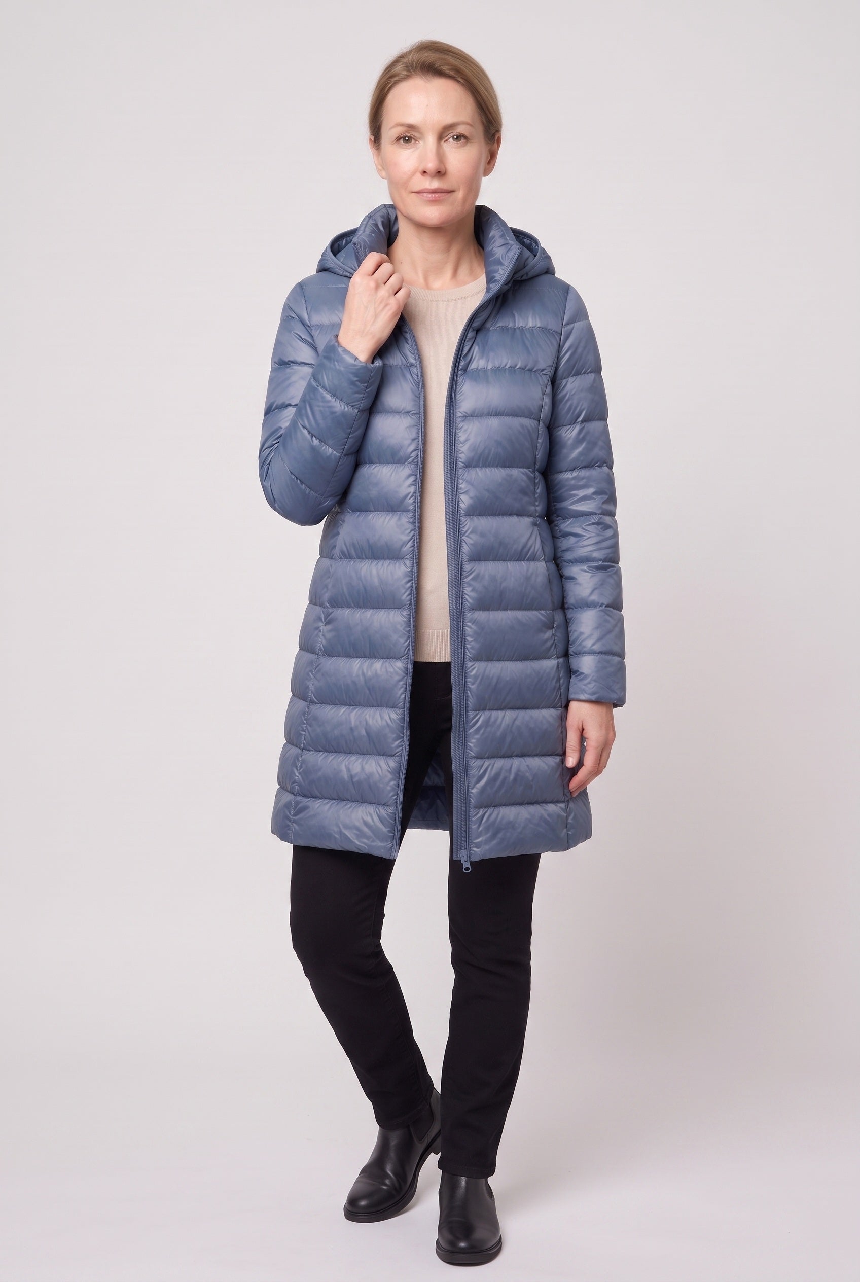 Doudoune Femme | Zip Intégral Coupe Longue Capuche Fixe - 12