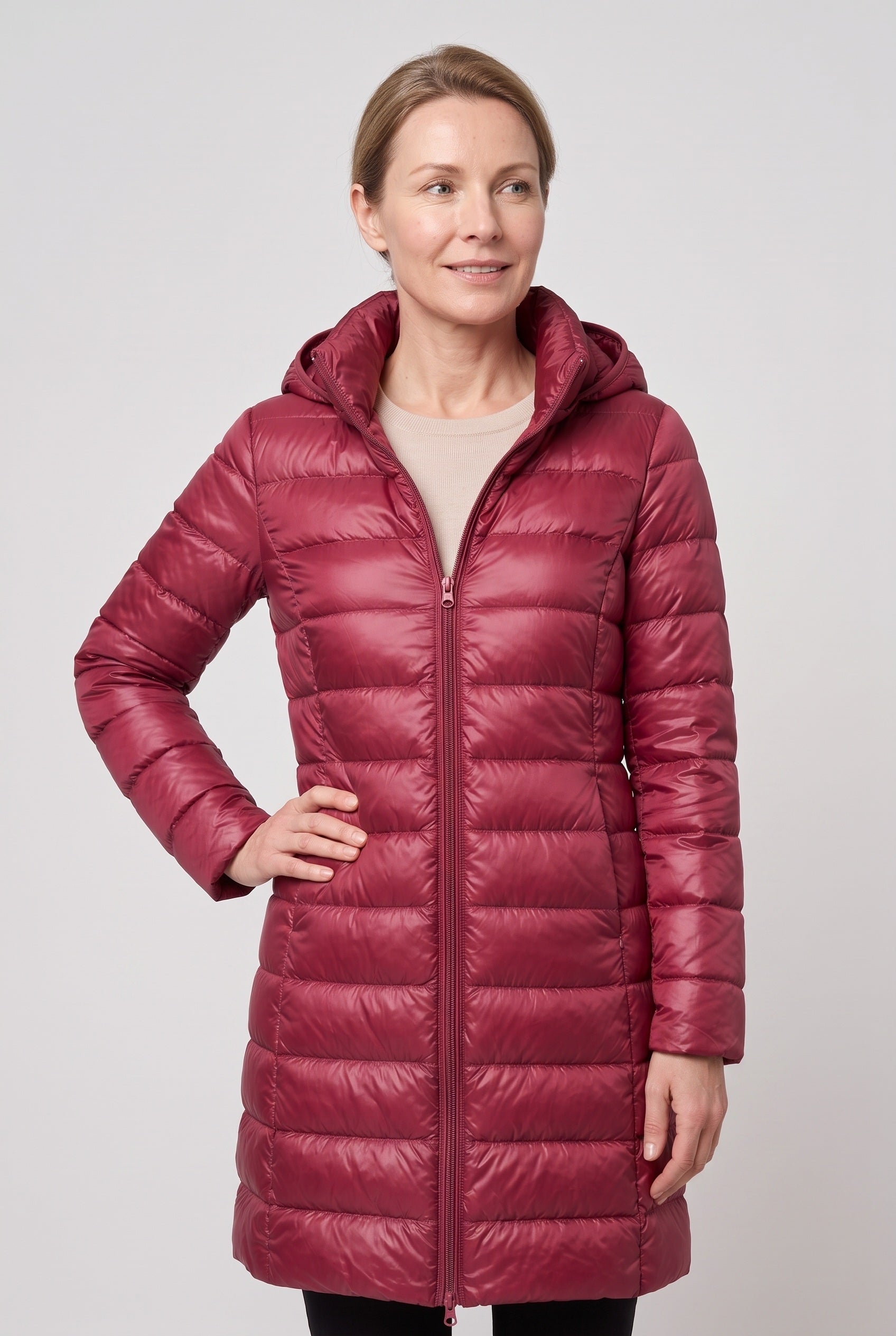 Doudoune Femme | Zip Intégral Coupe Longue Capuche Fixe - 13