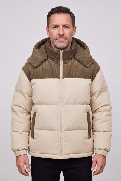 Doudoune Homme | Zip Intégral Capuche Empiècement Bicolore - 1