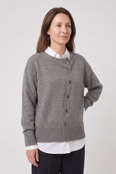 Gilet Femme | Boutonnage Asymétrique Col Rond Épaules Tombantes - 6