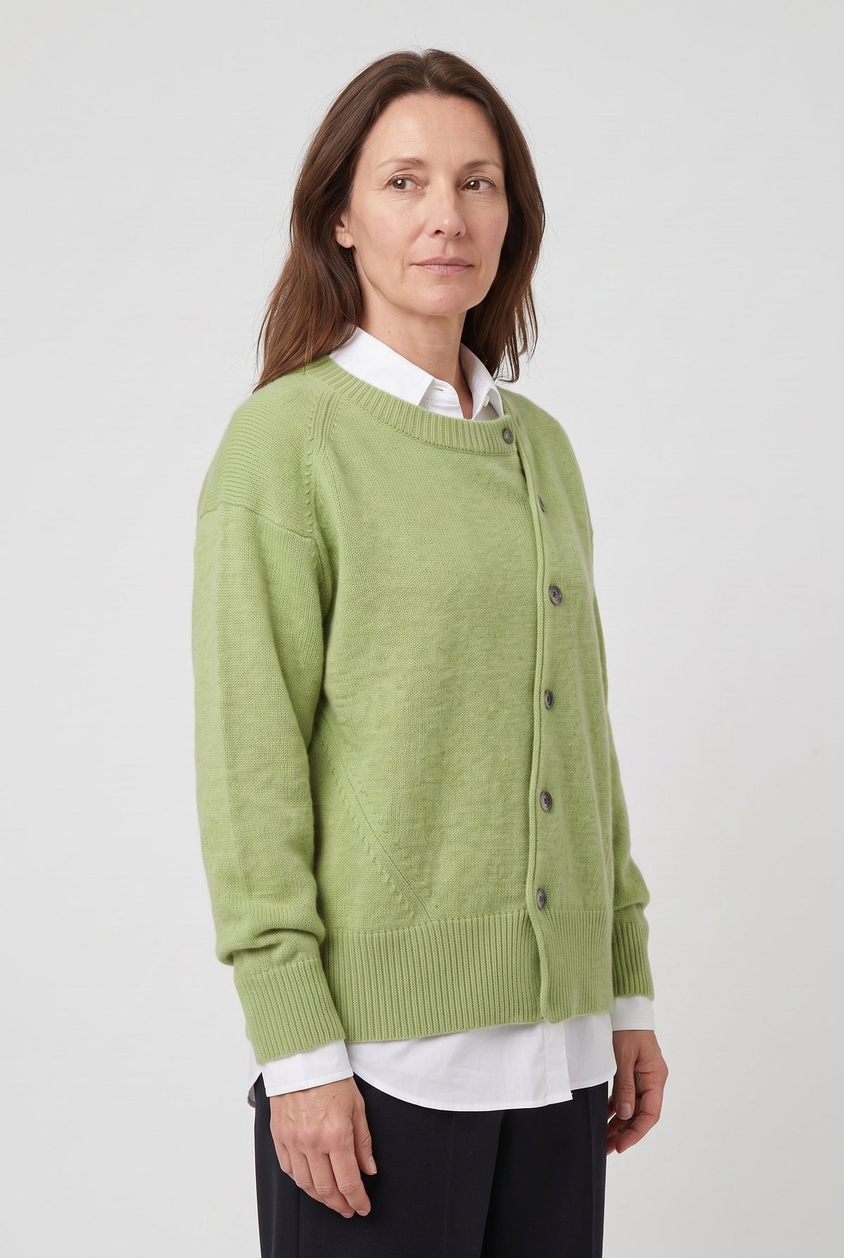 Gilet Femme | Boutonnage Asymétrique Col Rond Épaules Tombantes - 7