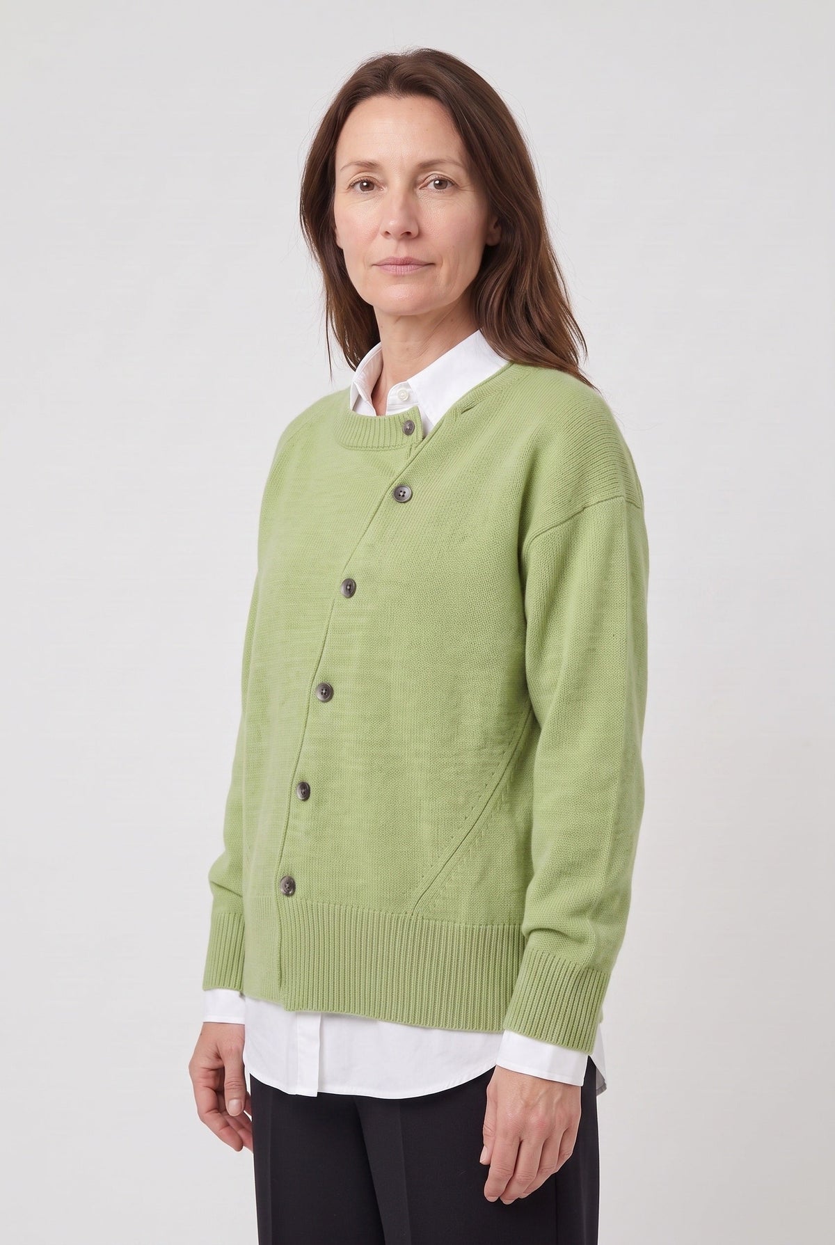 Gilet Femme | Boutonnage Asymétrique Col Rond Épaules Tombantes - 8