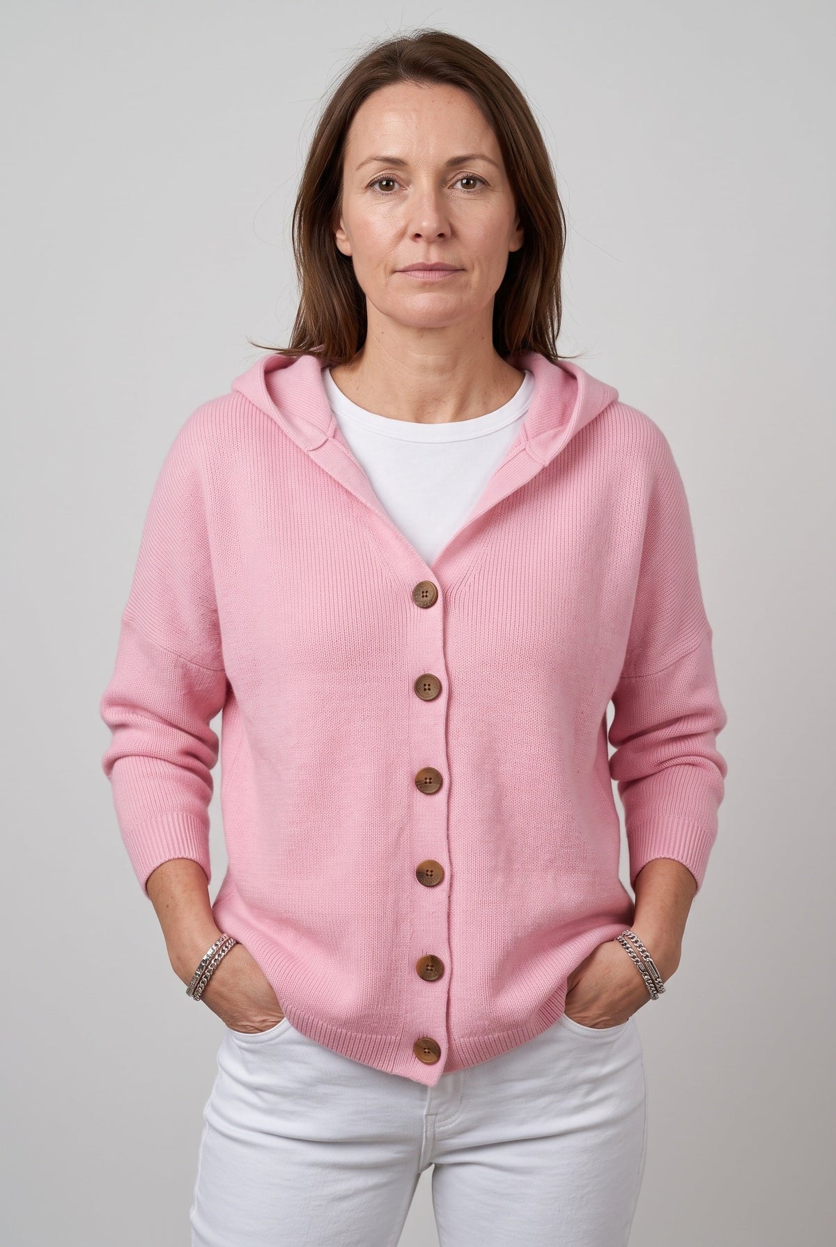 Gilet Femme | Boutonné Capuche Épaules Tombantes - 1