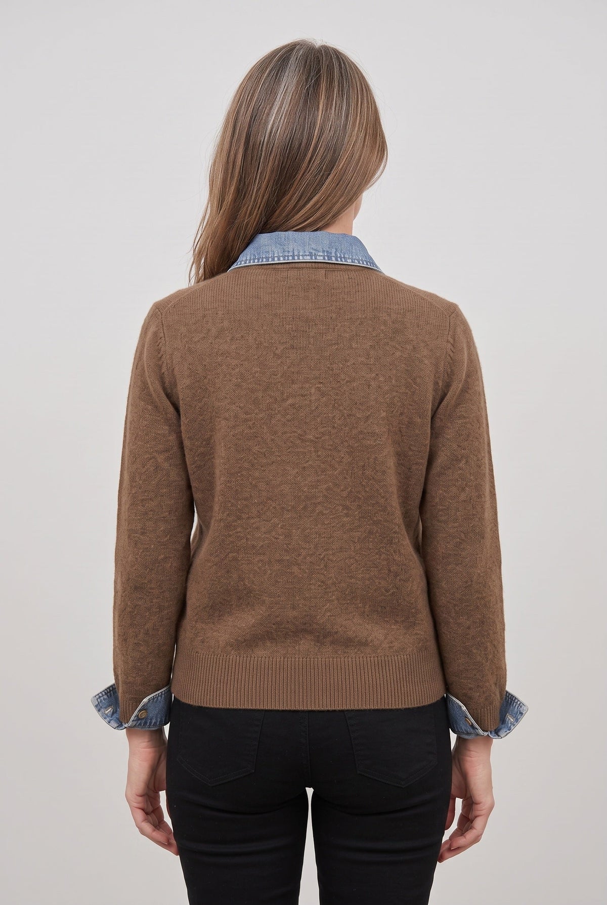 Gilet Femme | Boutonné Col Aspect Jean Poignets Contrastés - 2