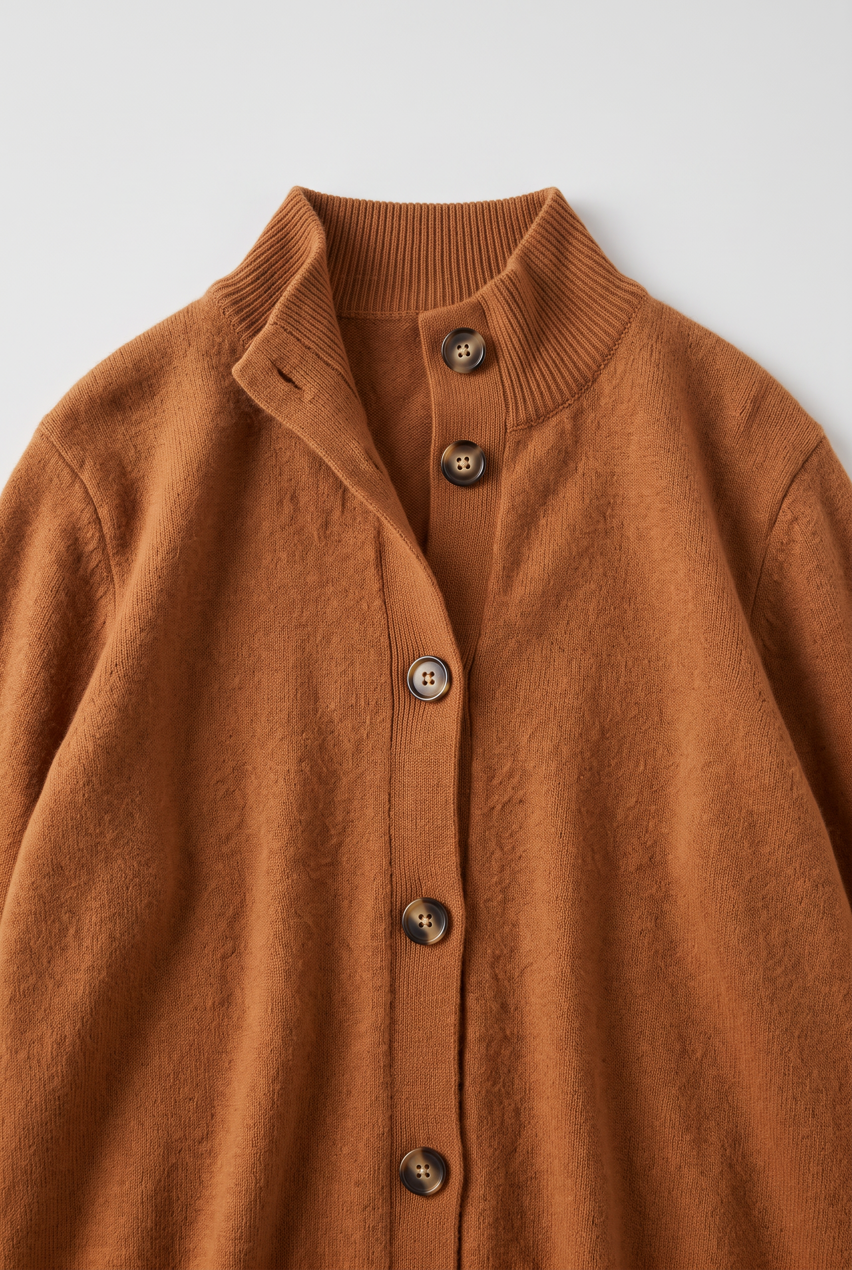 Gilet Femme | Boutonné Col Montant Maille Fine Bords Côtelés - 3
