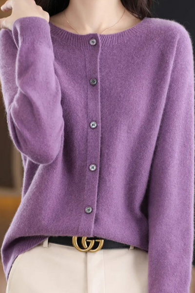 Gilet Femme | Boutonné Col Rond Manches Raglan Maille Fine - 10