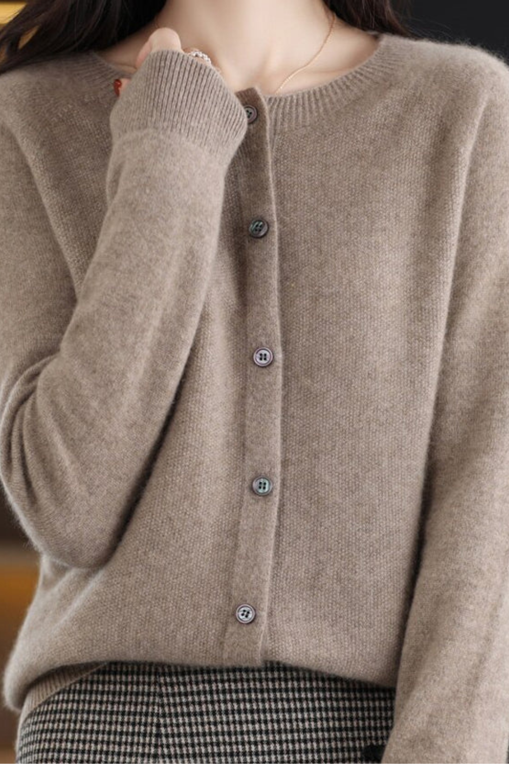 Gilet Femme | Boutonné Col Rond Manches Raglan Maille Fine - 11