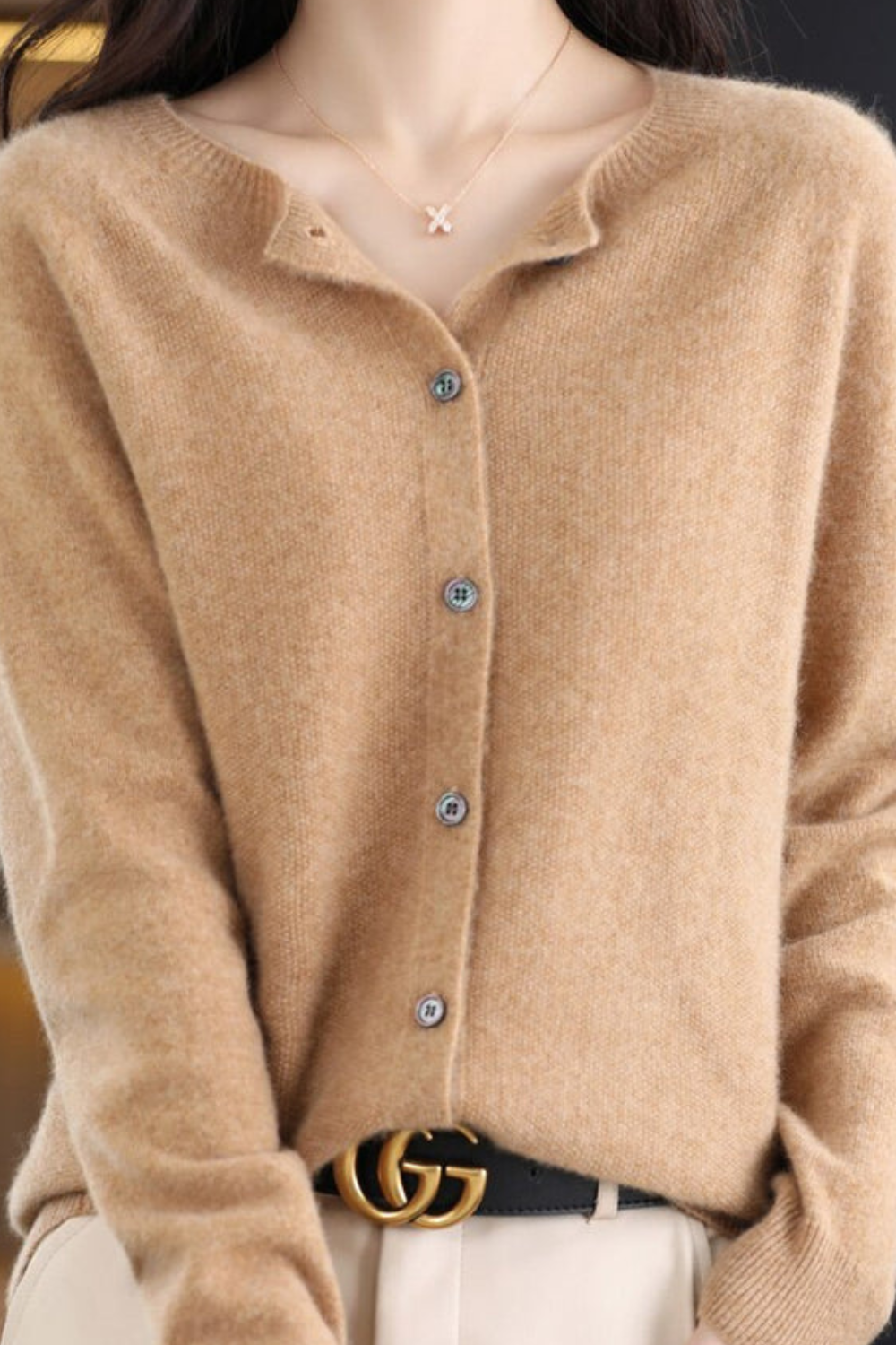 Gilet Femme | Boutonné Col Rond Manches Raglan Maille Fine - 12