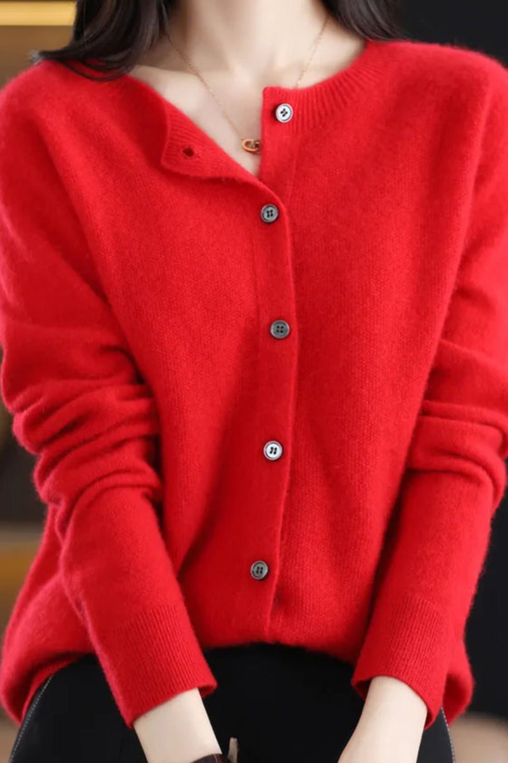 Gilet Femme | Boutonné Col Rond Manches Raglan Maille Fine - 15