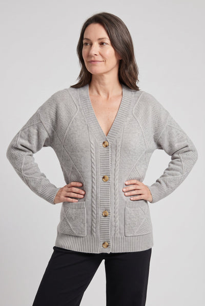 Gilet Femme | Boutonné Col V Torsades Poches Plaquées - 6