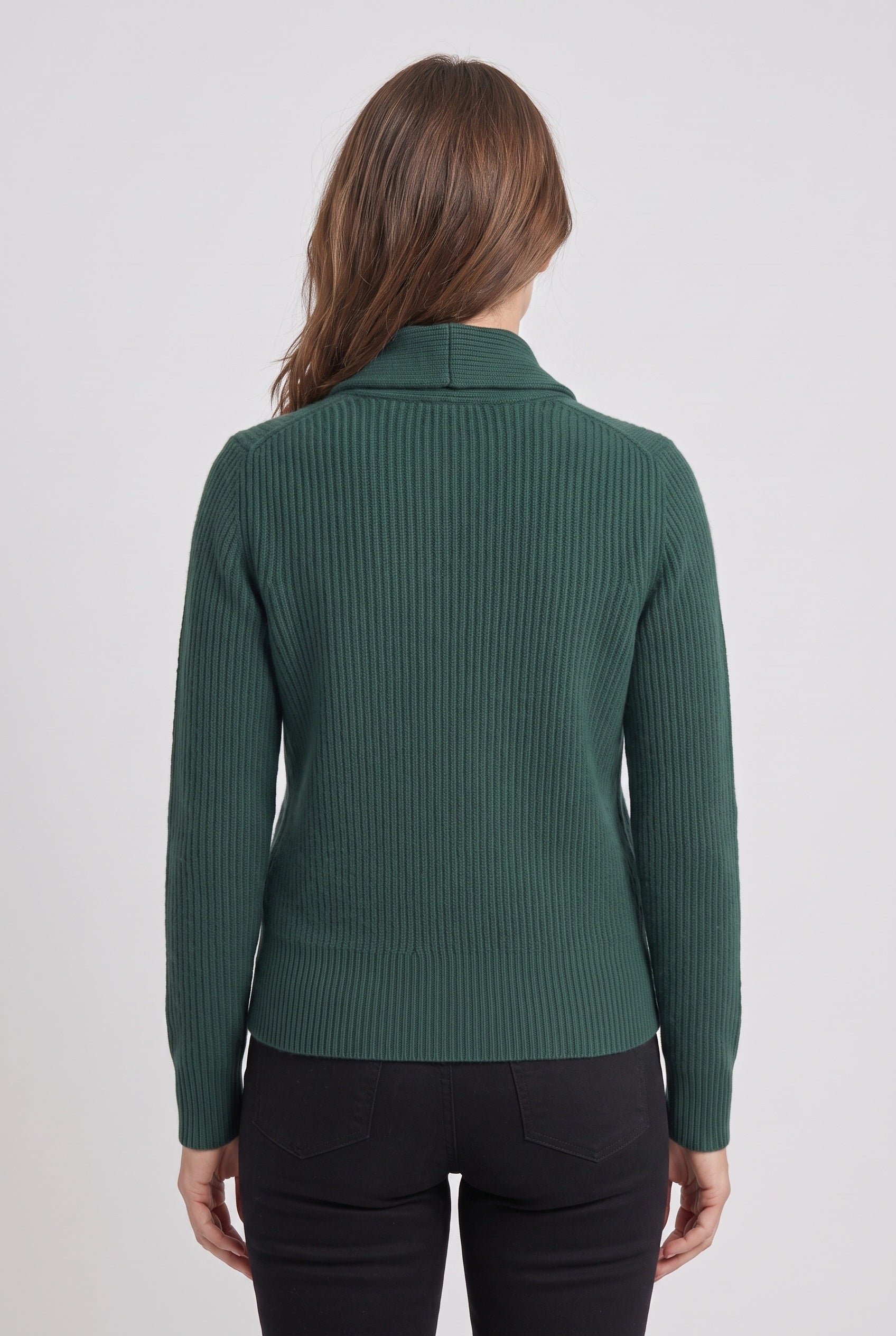 Gilet Femme | Boutonné Court Col Châle Maille Côtelée - 2