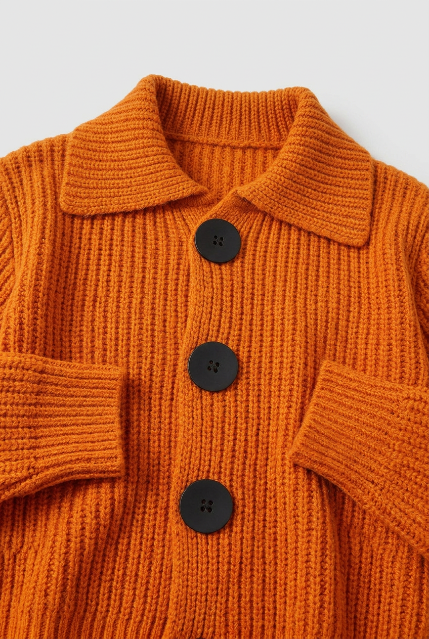 Gilet Femme | Boutonné Court Col Pointu Maille Côtelée - 3