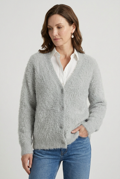 Gilet Femme | Boutonné Épaules Tombantes Col V - 6