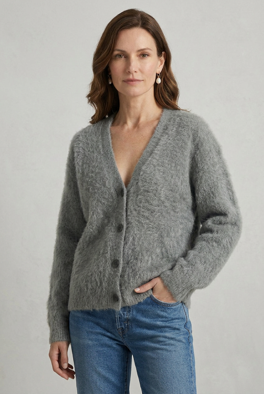 Gilet Femme | Boutonné Épaules Tombantes Col V - 8