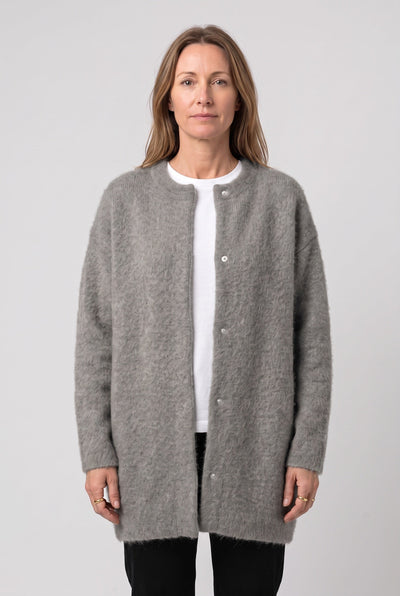 Gilet Femme | Boutonné Long Col Rond Épaules Tombantes - 7