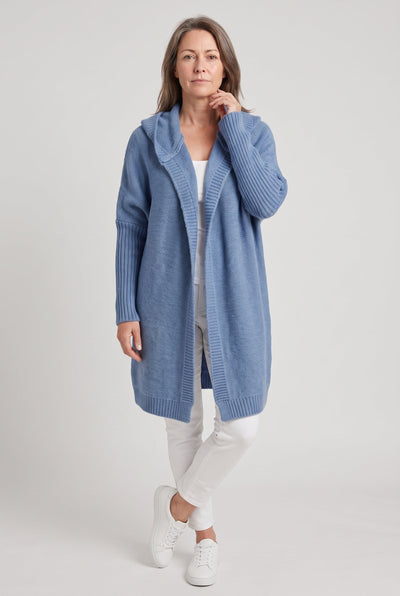 Gilet Femme | Ouvert à Capuche Coupe Longue Épaules Tombantes - 10