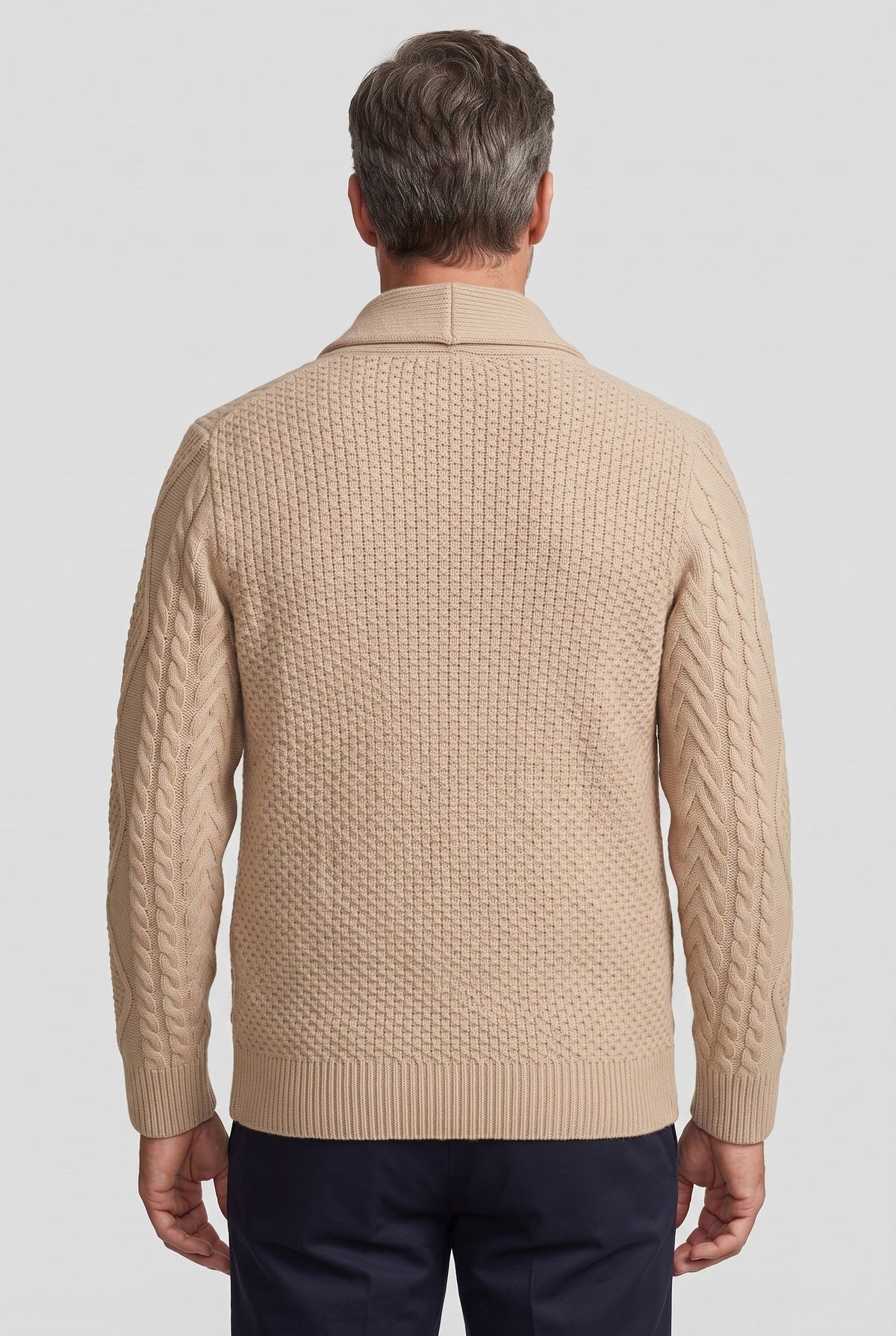 Gilet Homme | Boutonné Col Châle Maille Torsadée - 2