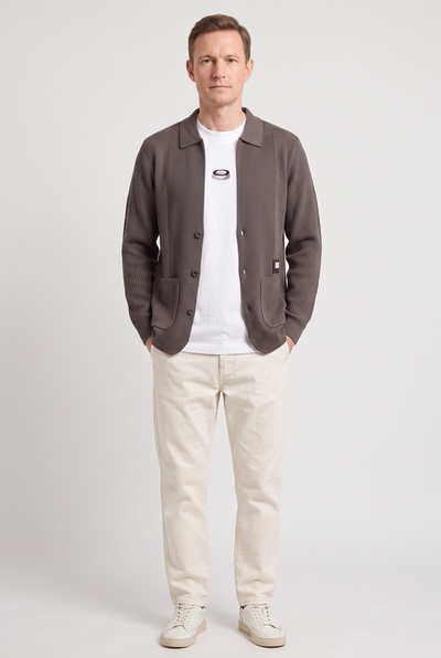 Gilet Homme | Boutonné Col Chemise Deux Poches Plaquées - 6