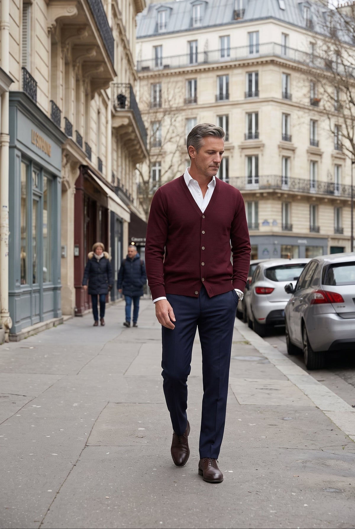 Gilet Homme | Boutonné Col V Maille Fine Bords Côtelés - 4