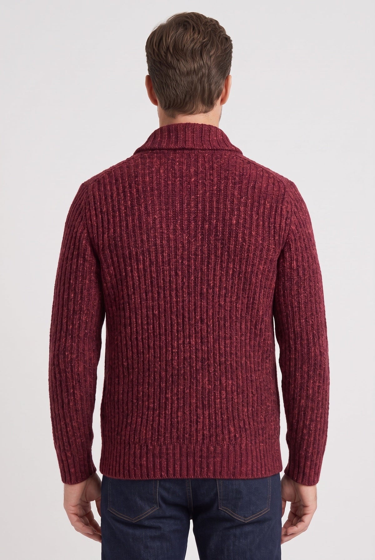 Gilet Homme | Boutonné Grosse Maille Col Châle Chiné - 2