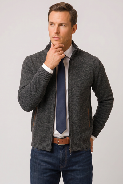 Gilet Homme | Zippé Col Montant Poches Passepoilées - 5