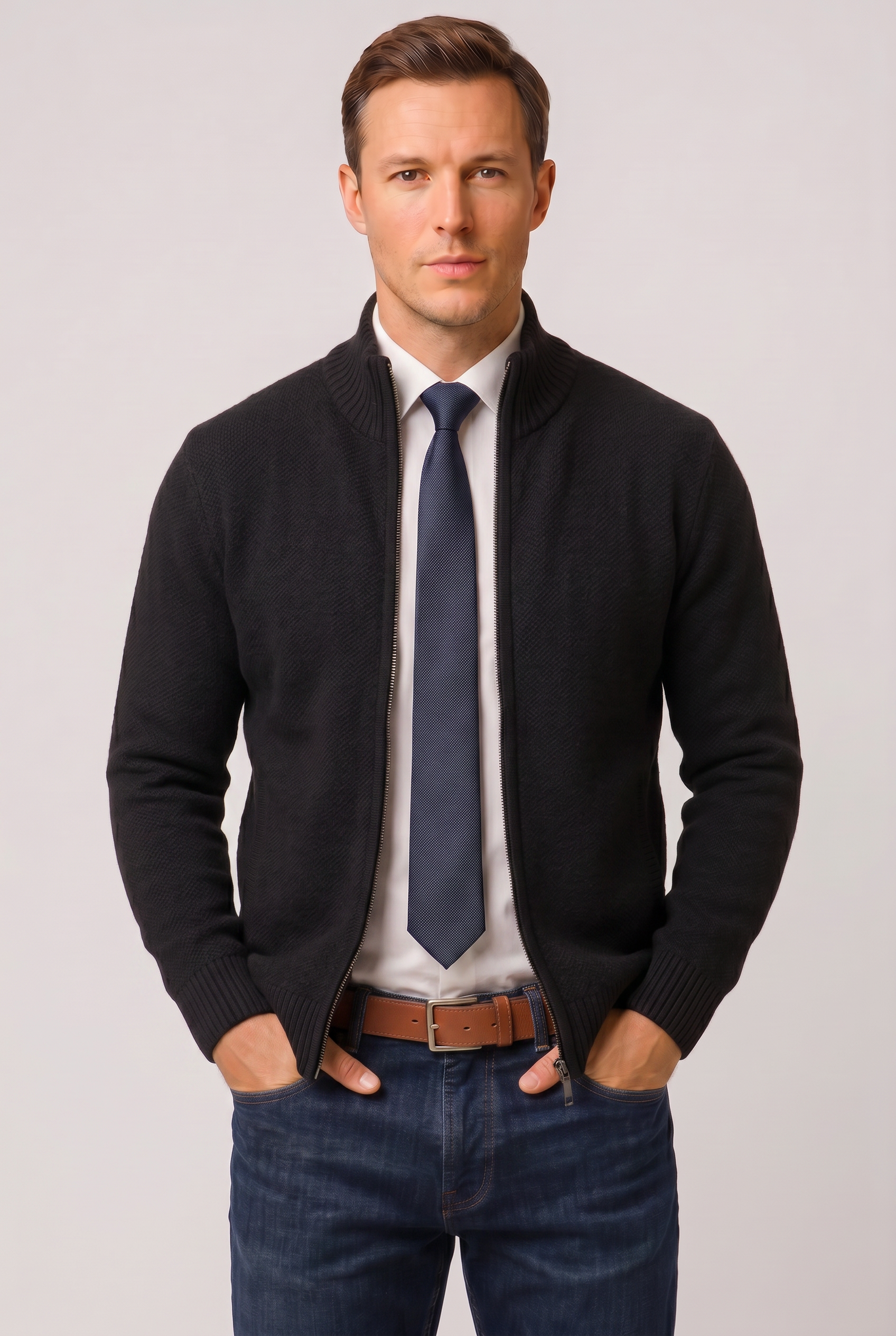Gilet Homme | Zippé Col Montant Poches Passepoilées - 6