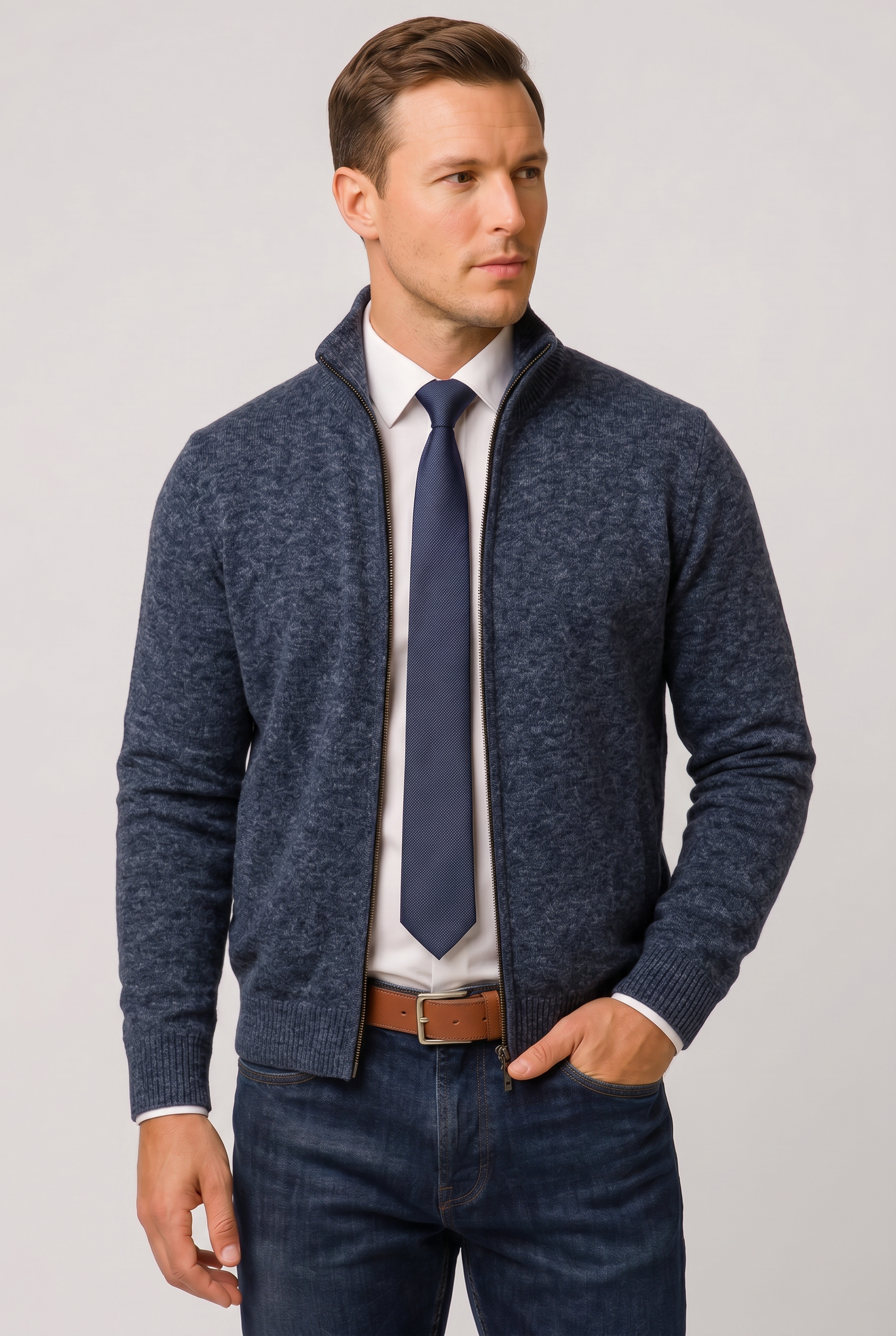 Gilet Homme | Zippé Col Montant Poches Passepoilées - 8
