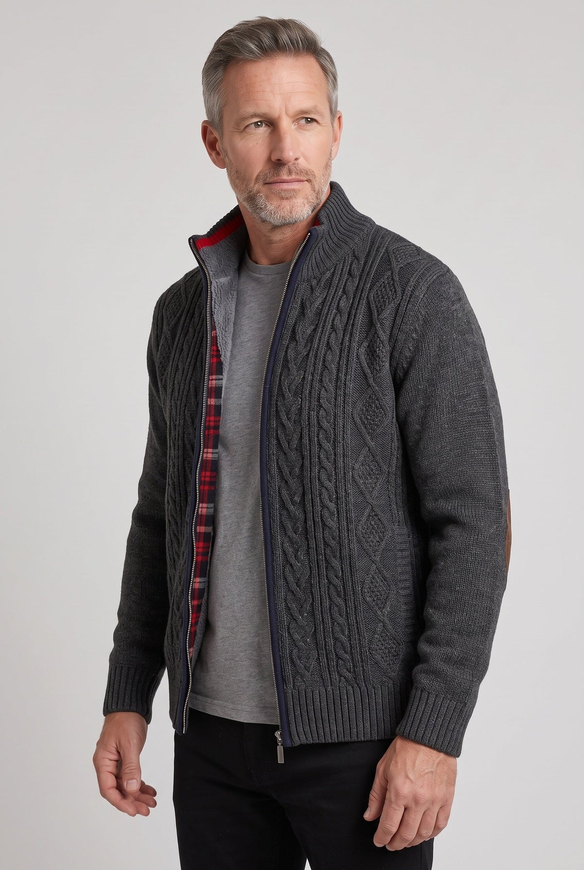 Gilet Homme | Zippé Doublure à Carreaux Col Montant - 11